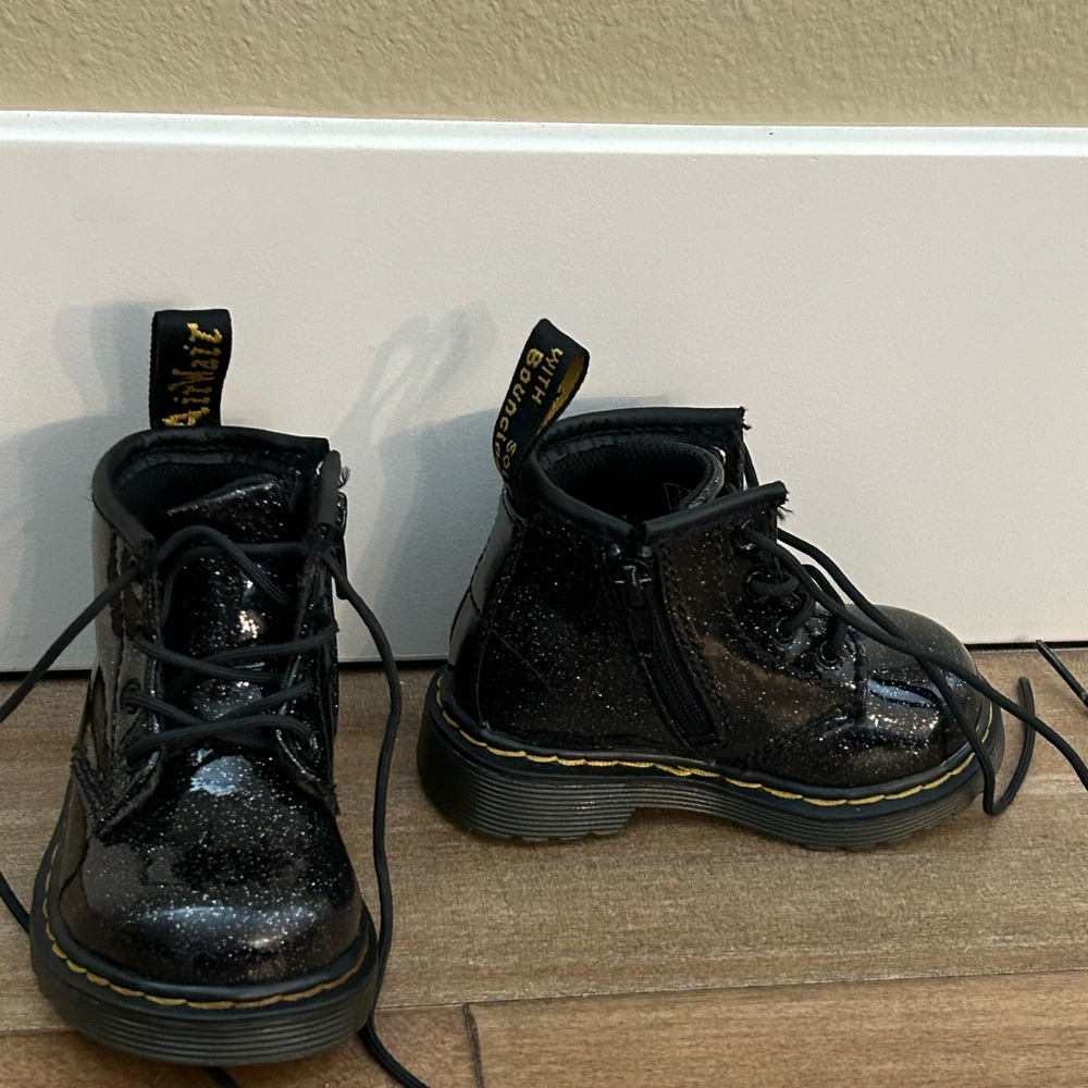 Dr. Martens Toddler Black Sparkle Boots